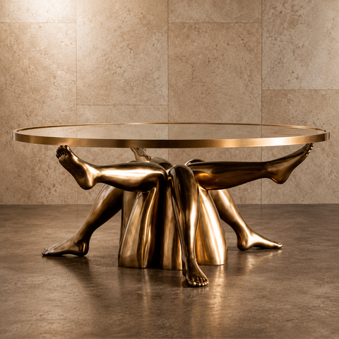 Sculptural Brass Coffee Table