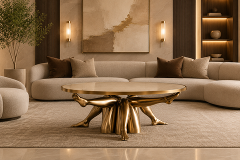 Sculptural Brass Coffee Table