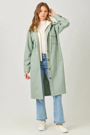 Twofer Hoodie Solid Coat Faded Seafoam