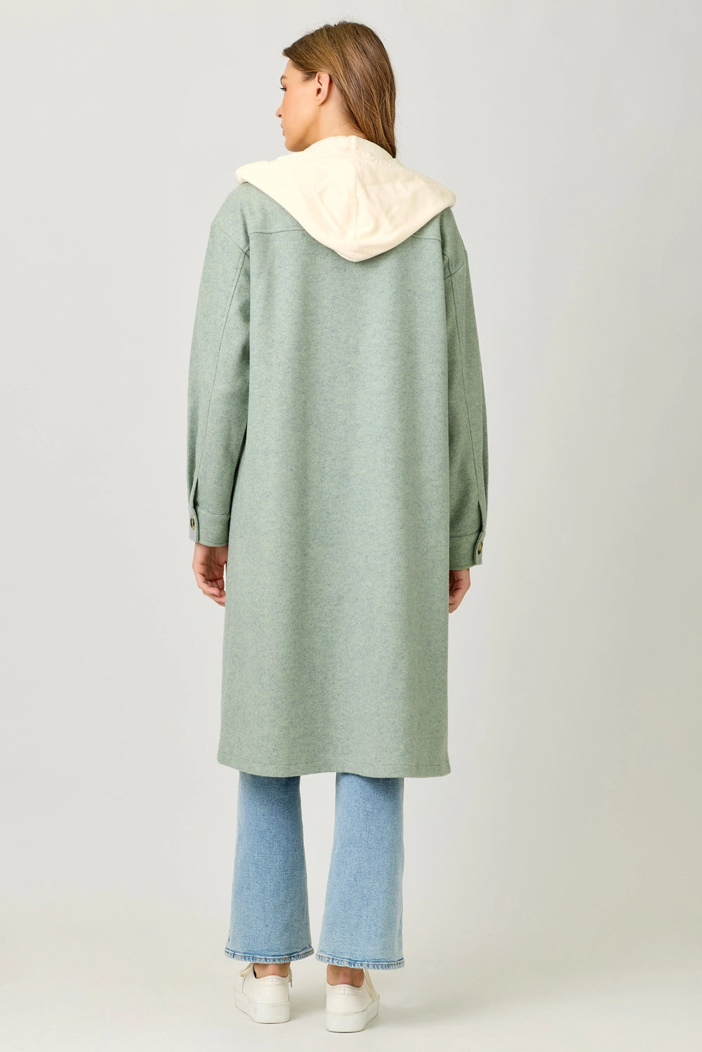 Twofer Hoodie Solid Coat Faded Seafoam
