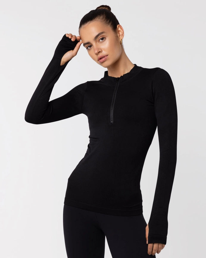 Seamless Long Sleeve Top - Black-Top-Nicky Kay-XS-Black-Urbanheer