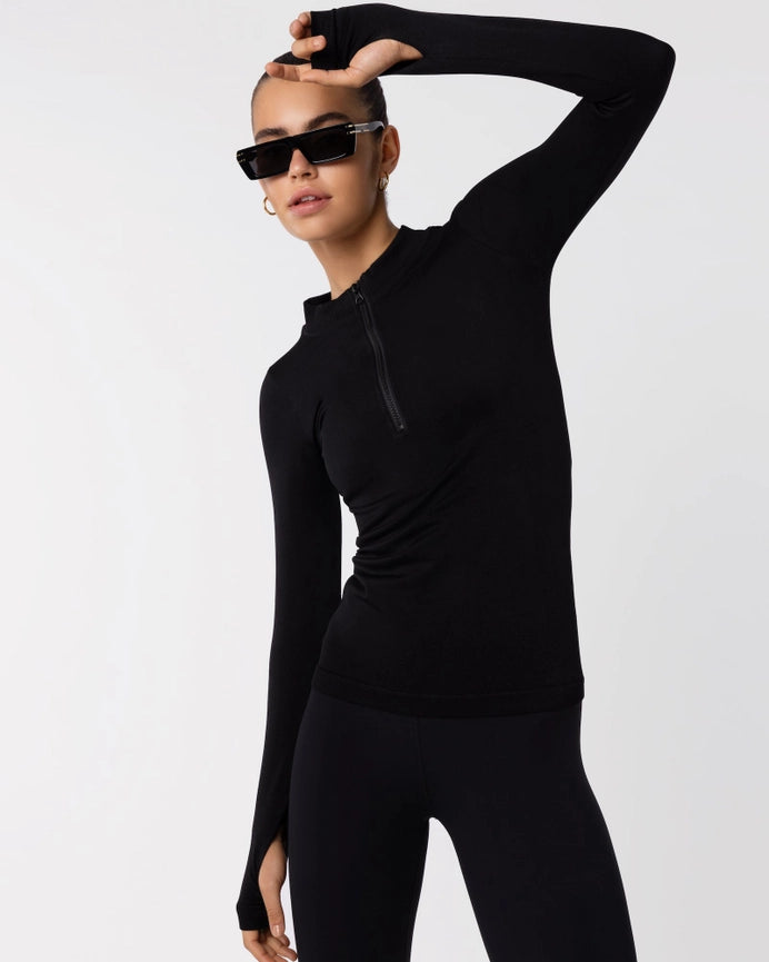 Seamless Long Sleeve Top - Black-Top-Nicky Kay-XS-Black-Urbanheer