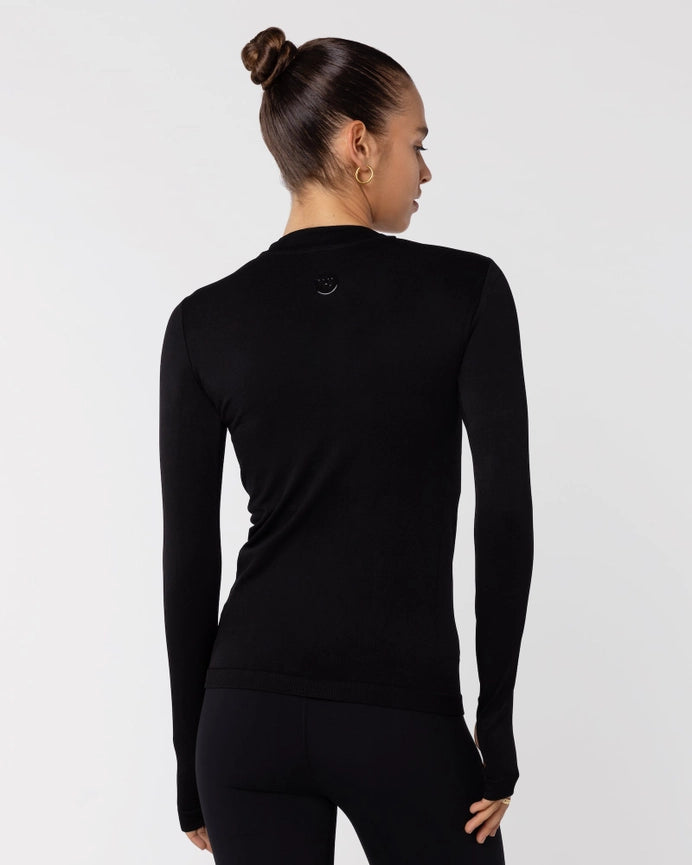 Seamless Long Sleeve Top - Black-Top-Nicky Kay-XS-Black-Urbanheer