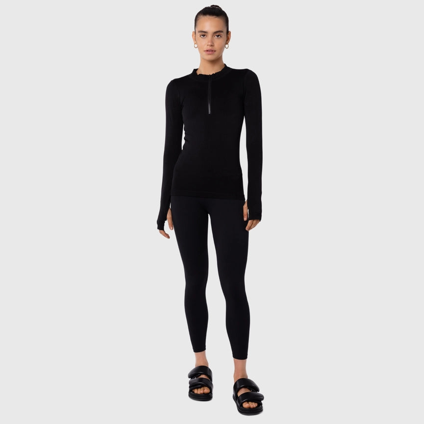 Seamless Long Sleeve Top - Black-Top-Nicky Kay-XS-Black-Urbanheer
