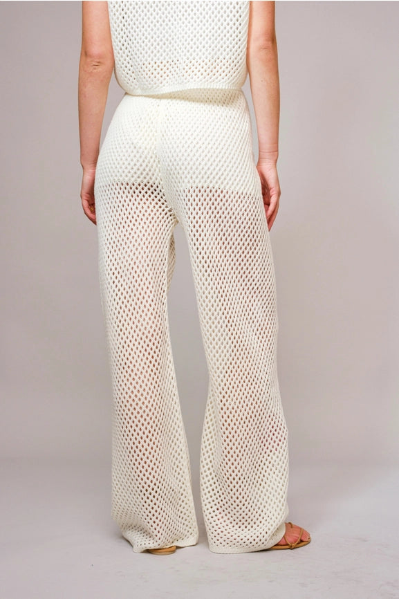 Seashell Embroidered Elastic Waist Pants-Pants-Blue B-S-OFF WHITE-Urbanheer