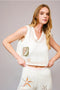 Seashell Embroidered Sweater Crop Top-Top-Blue B-S-OFF WHITE-Urbanheer