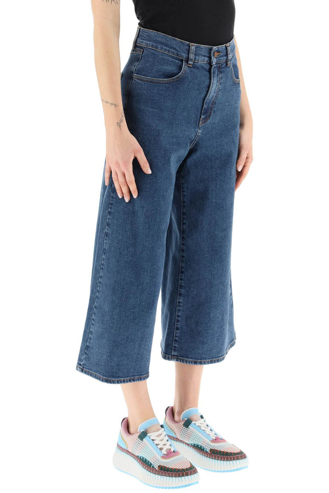 See by chloe organic denim culottes pant - Blue-clothing-See By Chloe-Urbanheer