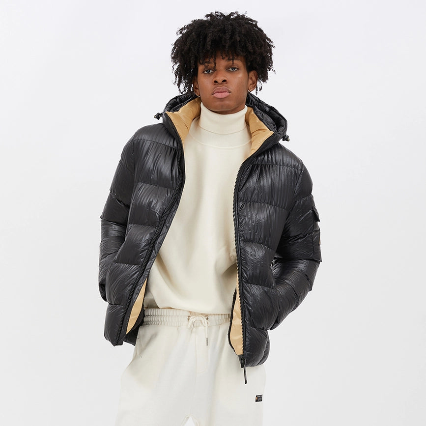 Seersucker Nylon Puffer Jacket-Puffer Jacket-Point Zero-S-Black-Urbanheer