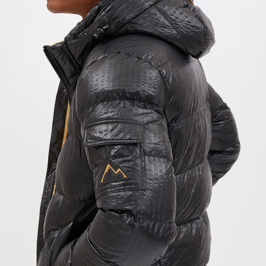 Seersucker Nylon Puffer Jacket-Puffer Jacket-Point Zero-S-Black-Urbanheer