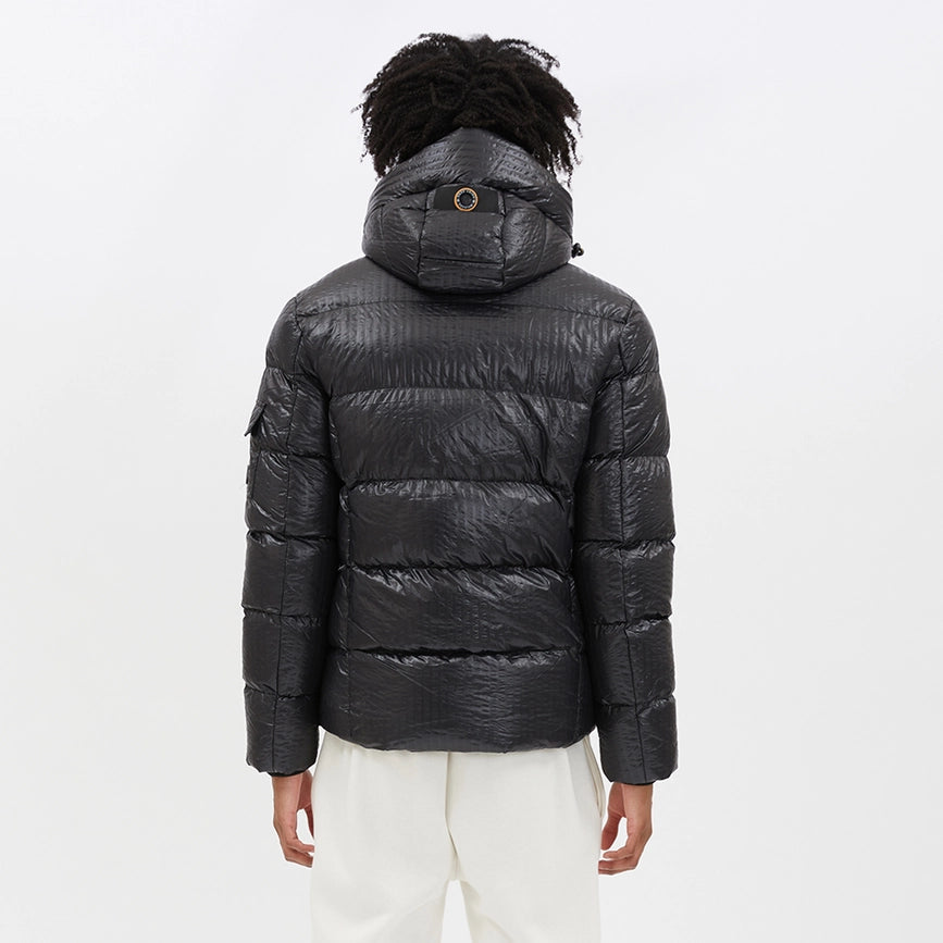 Seersucker Nylon Puffer Jacket-Puffer Jacket-Point Zero-S-Black-Urbanheer