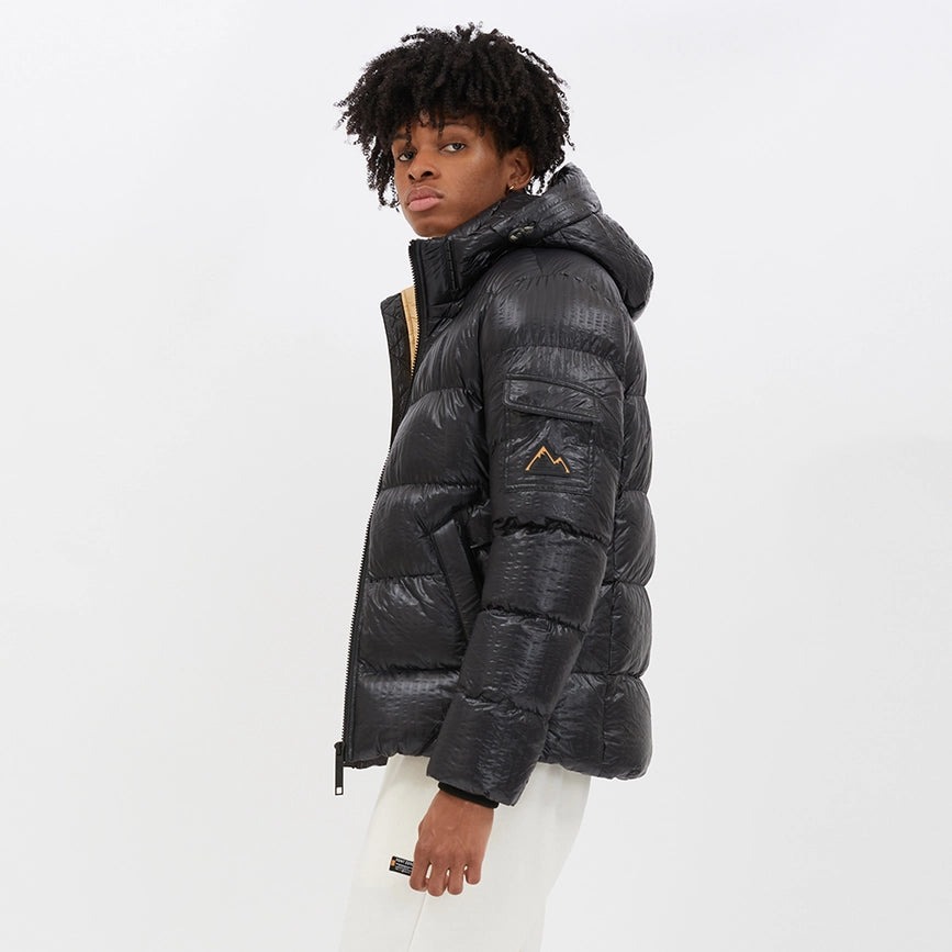 Seersucker Nylon Puffer Jacket-Puffer Jacket-Point Zero-S-Black-Urbanheer