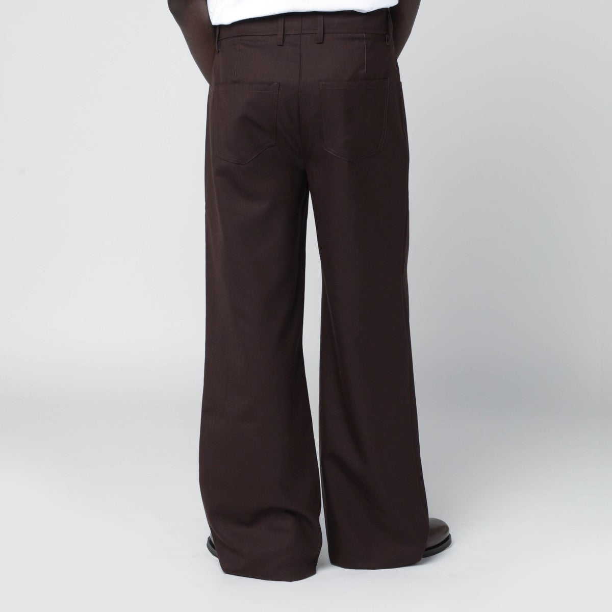 Séfr Jiro mud-colored trousers in wool blend twill