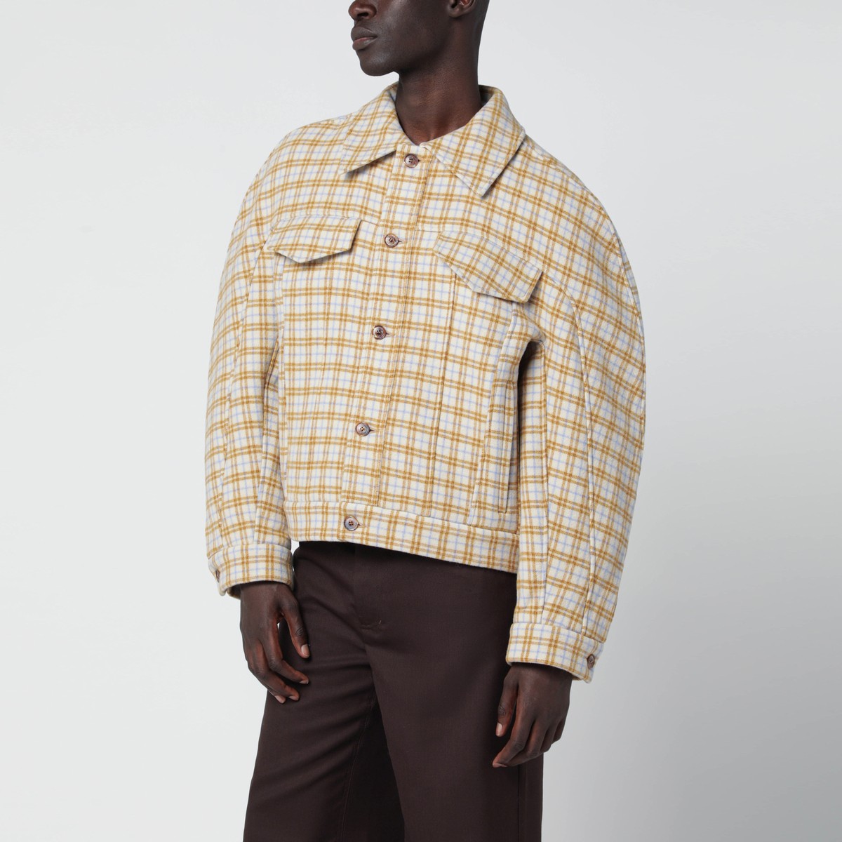 Séfr Matthieu jacket in checked wool cloth