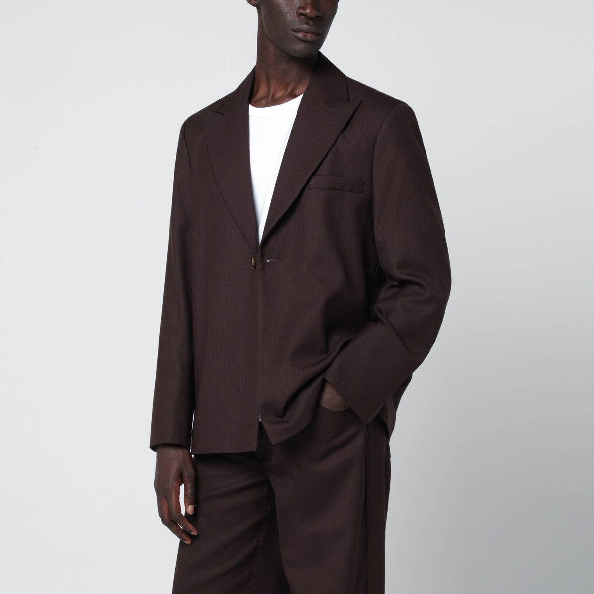 Séfr Seydou mud-colored jacket in wool blend twill