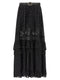 Self-Portrait Black And Gold Chiffon Lace Maxi Skirt