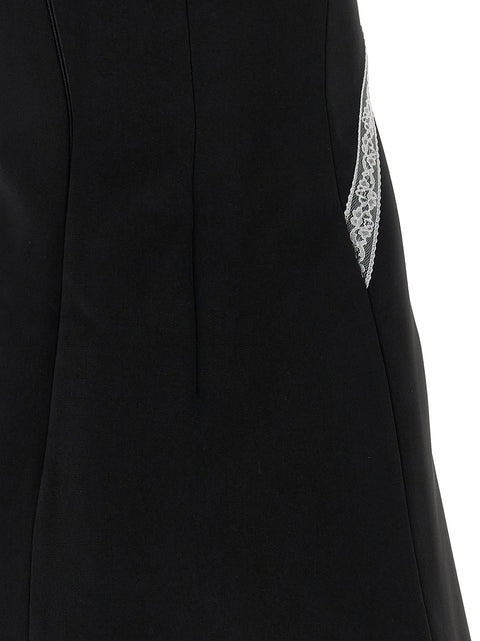 Self-Portrait Black Crêpe Bow Lace Mini Dress