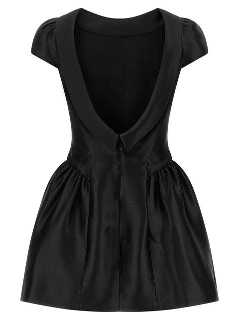 Self-Portrait Black Taffetà Collared Mini Dress