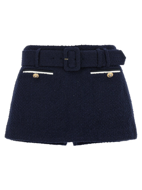 Self-Portrait Bouclé Wool Skort