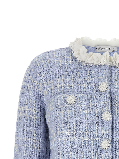 Self-Portrait Check Knit Jacket