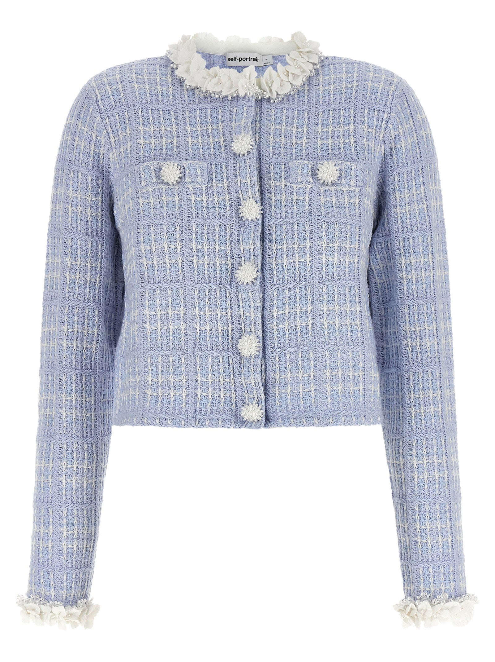 Self-Portrait Check Knit Jacket