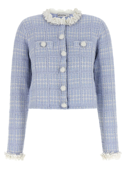 Self-Portrait Check Knit Jacket