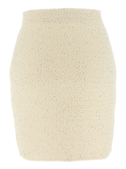 Self-Portrait Cream Sequin Knit Mini Skirt