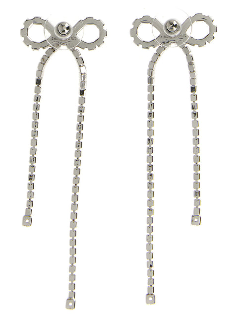Self-Portrait Crystal Droplet Bow Earrings