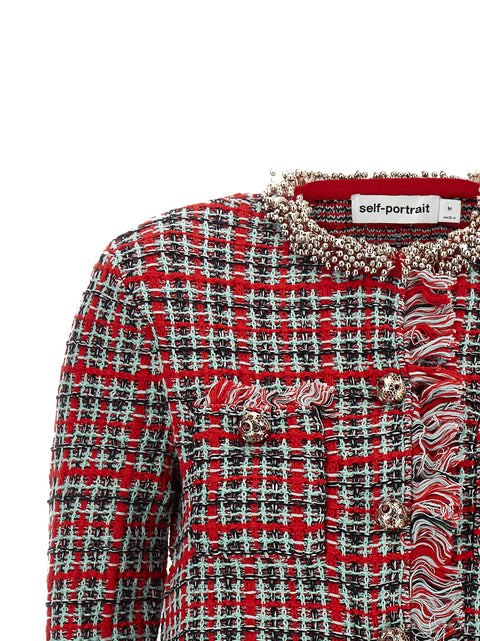 Self-Portrait Fringed Knit Jacket