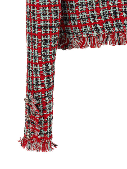 Self-Portrait Fringed Knit Jacket