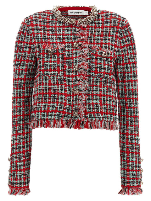 Self-Portrait Fringed Knit Jacket