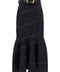 Self-Portrait Indigo Denim Belted Midi Skirt