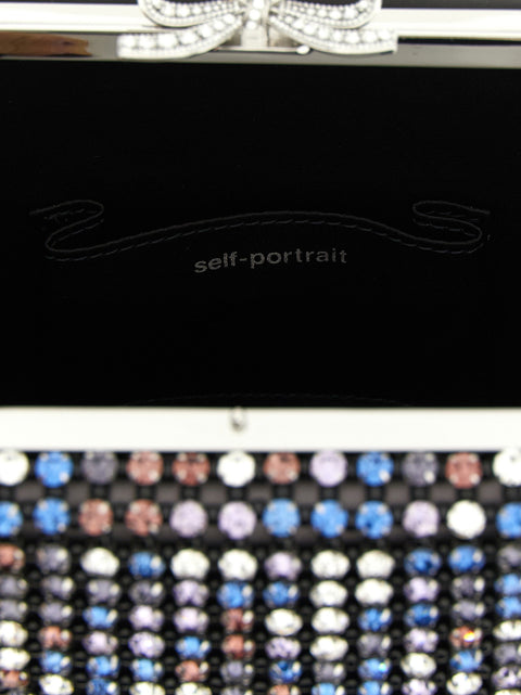 Self-Portrait Multi Crystal Chainmail Mini Handbag