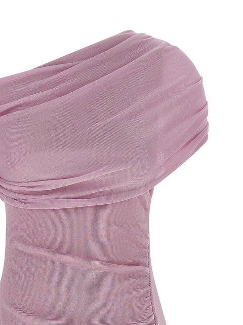 Self-Portrait Pink Cotton Draped Knit Midi Dress
