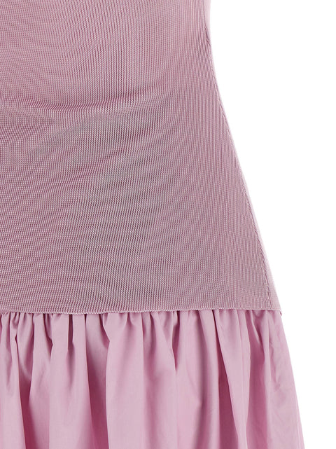 Self-Portrait Pink Cotton Draped Knit Midi Dress