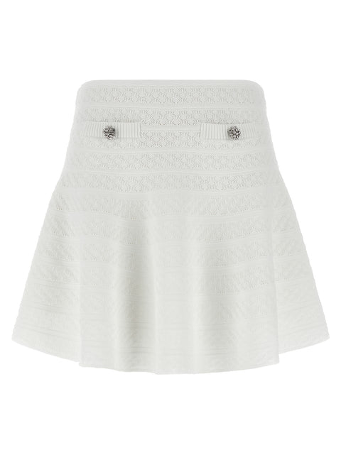 Self-Portrait Pointelle Knit Mini Skirt