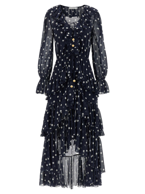 Self-Portrait Polka Dot Georgette Ruffle Maxi Dress