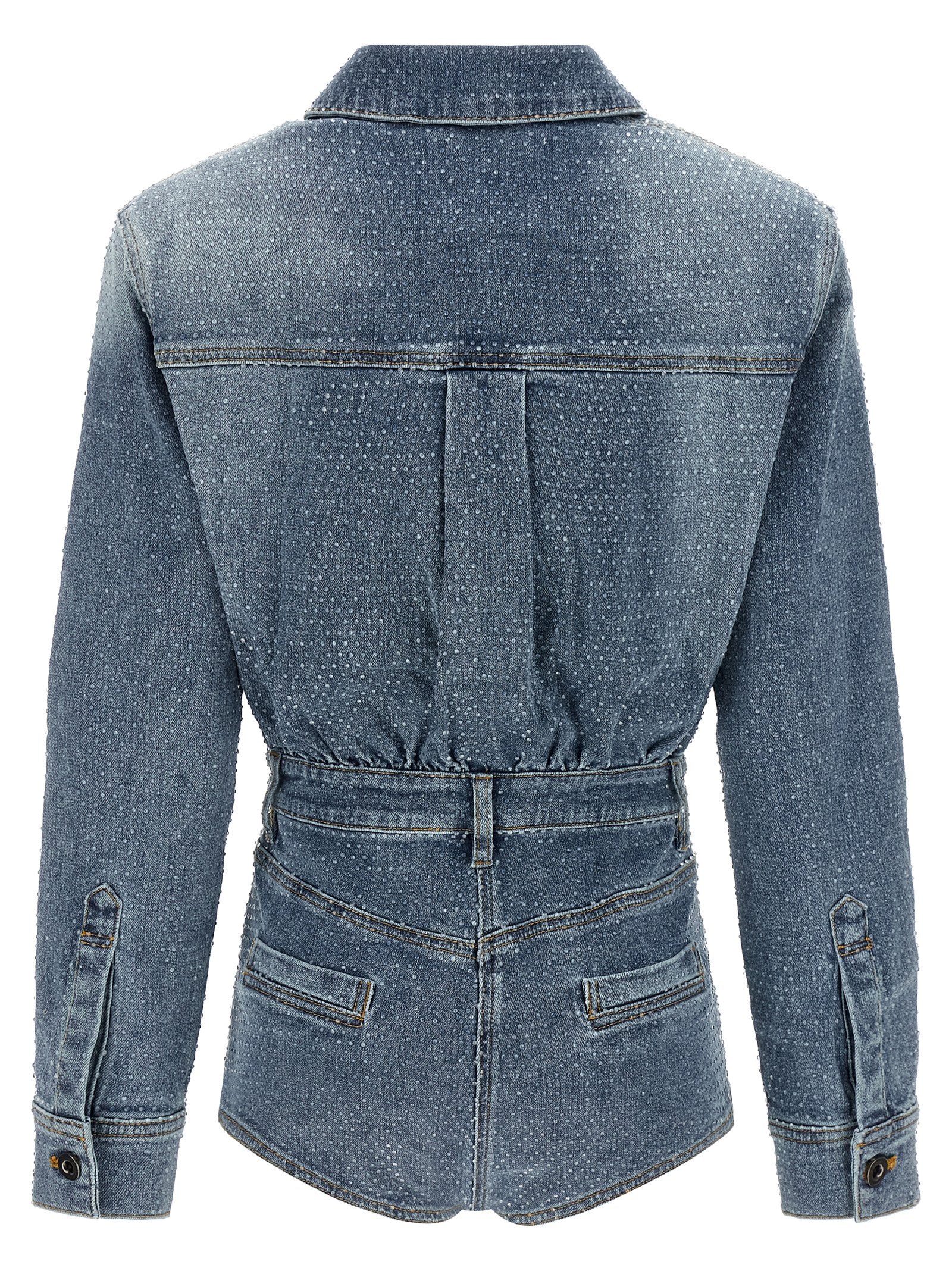 Self Portrait Rhinestone Denim Jumpsuit