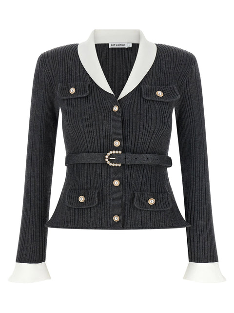Self-Portrait Ribbed Cardigan