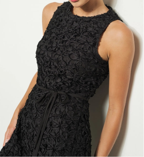 Self-Tie Crochet Lace Sleeveless Midi Dress-Dress-INA-S-BLACK-Urbanheer