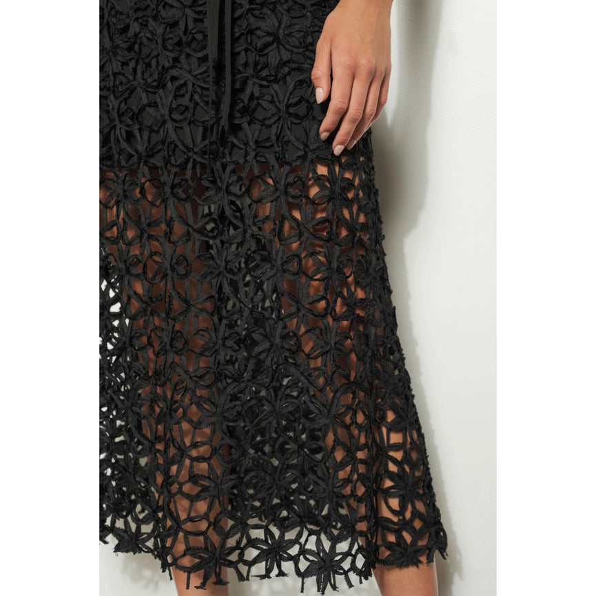 Self-Tie Crochet Lace Sleeveless Midi Dress-Dress-INA-S-BLACK-Urbanheer