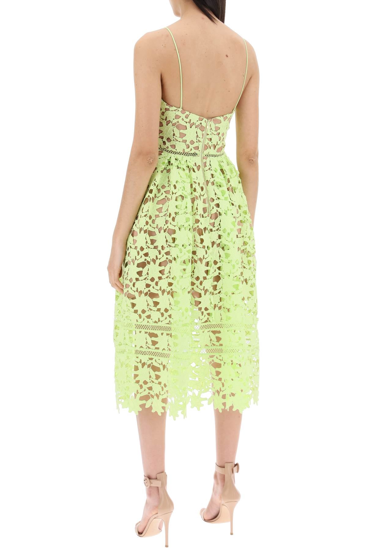 Self Portrait Azaelea Floral Lace Midi Dress Green-Dress-Self Portrait-8-Urbanheer