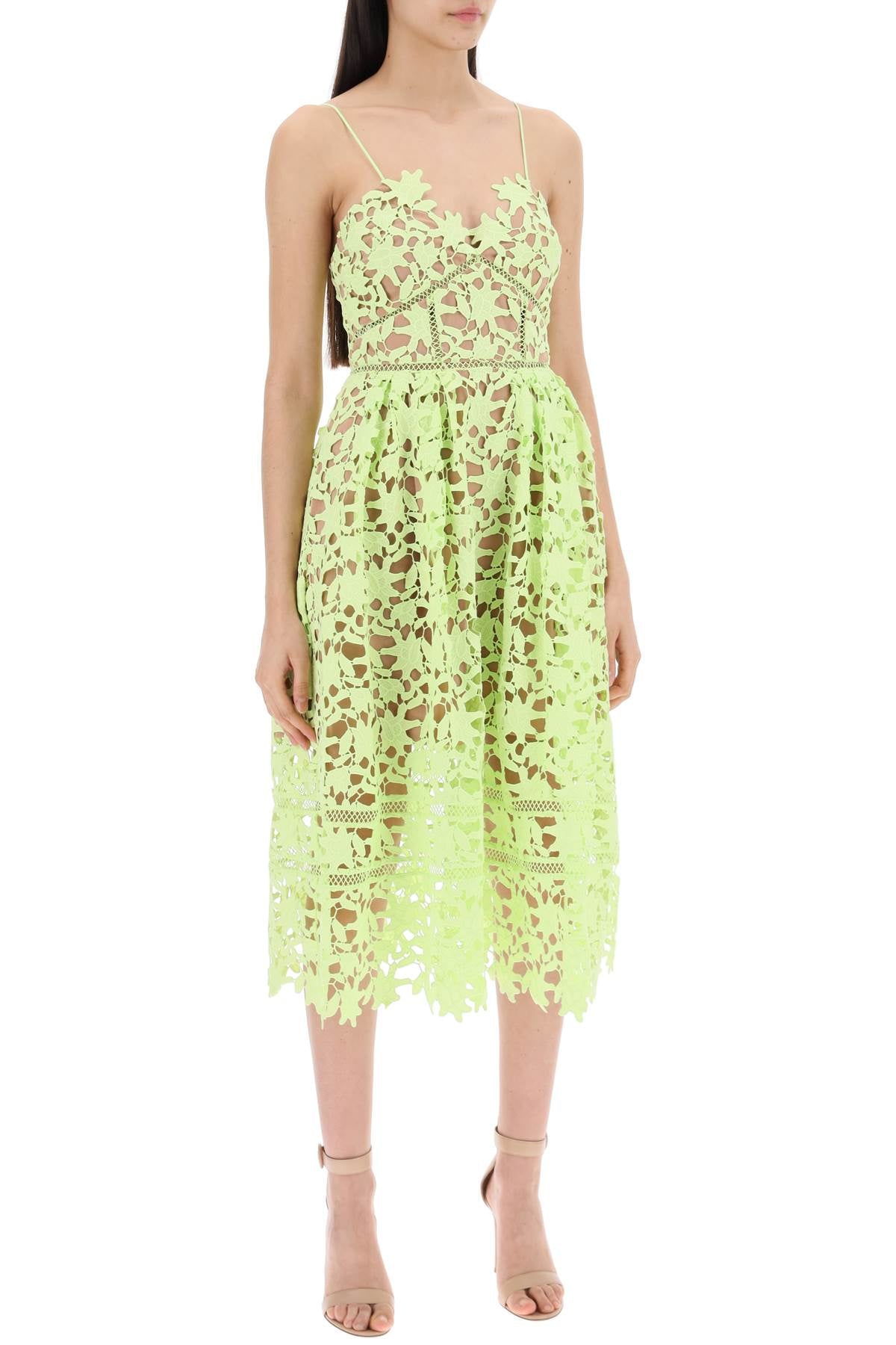 Self Portrait Azaelea Floral Lace Midi Dress Green-Dress-Self Portrait-8-Urbanheer