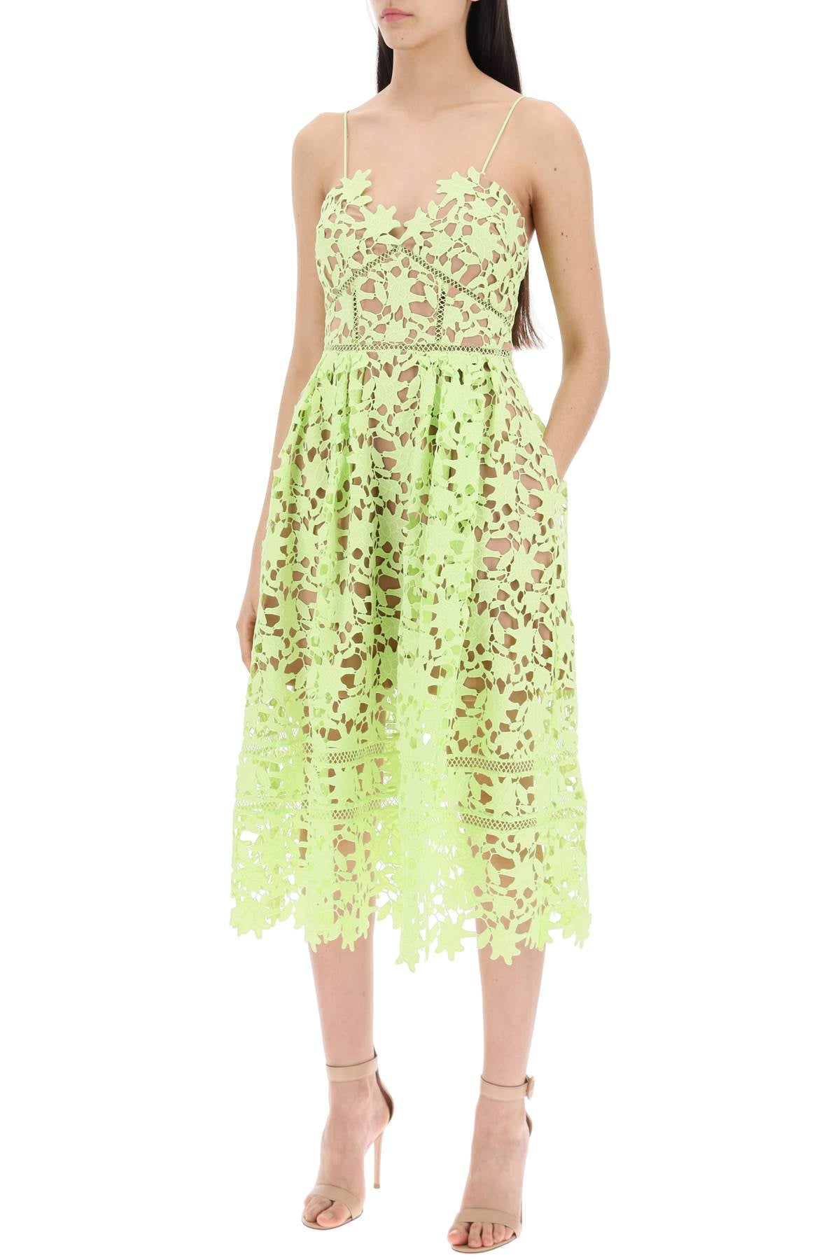 Self Portrait Azaelea Floral Lace Midi Dress Green-Dress-Self Portrait-8-Urbanheer