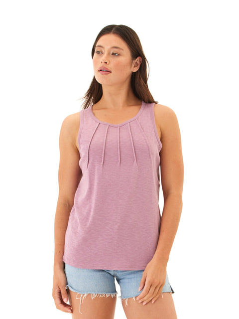 Selina Textured Slub Jersey Pleated Tank
