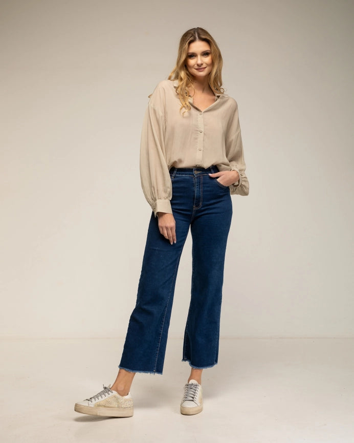 Semi-Transparent Oversized Shirt with Buttons BEIGE-Shirt-Tantra-S-BEIGE-Urbanheer