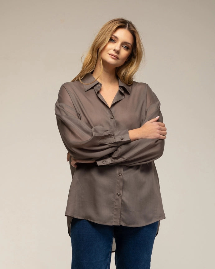 Semi-Transparent Oversized Shirt with Buttons FLOCK-Shirt-Tantra-S-FLOCK-Urbanheer