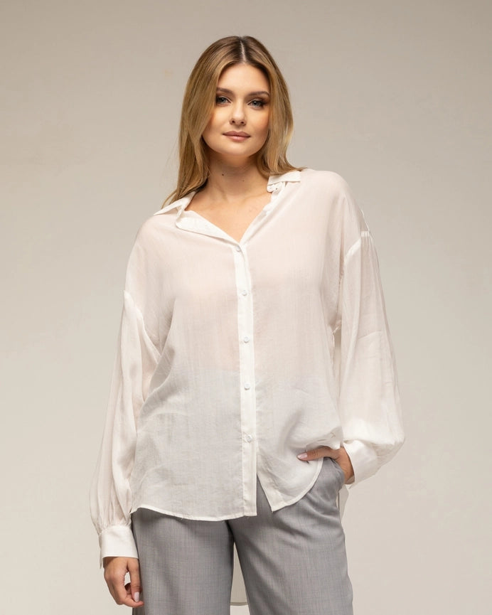 Semi-Transparent Oversized Shirt with Buttons WHITE-Shirt-Tantra-S-WHITE-Urbanheer