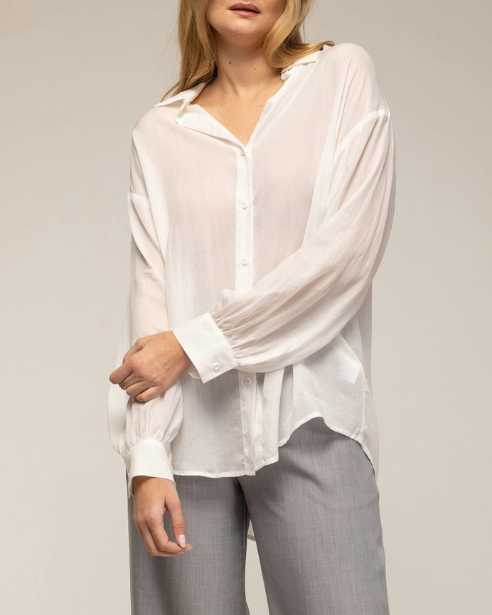 Semi-Transparent Oversized Shirt with Buttons WHITE-Shirt-Tantra-S-WHITE-Urbanheer