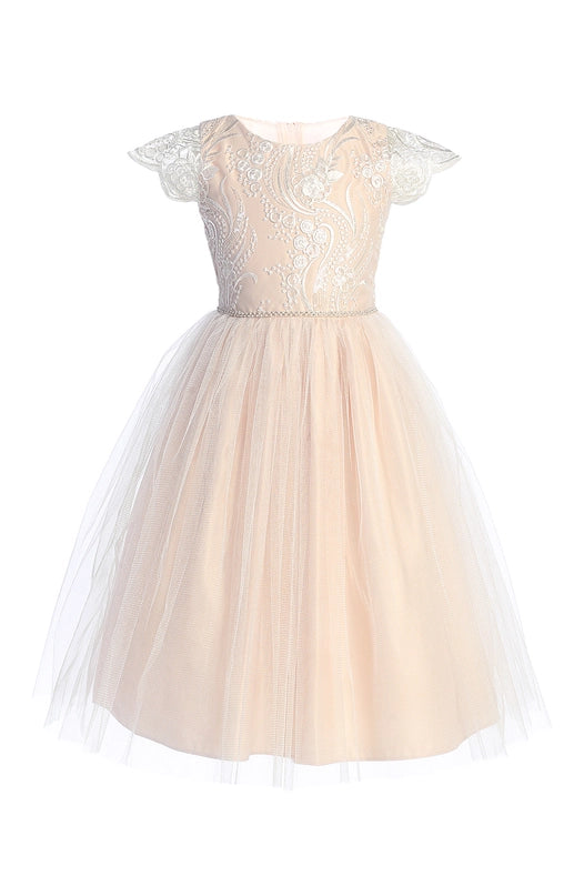 Sequin Lace Top with Satin & Tulle-top and skirt-Sweet Kids, Inc.-2-blush-Urbanheer