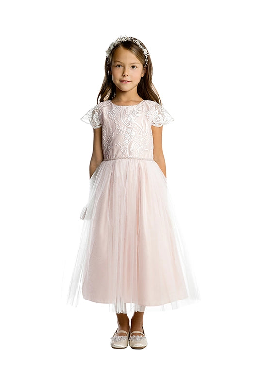 Sequin Lace Top with Satin & Tulle-top and skirt-Sweet Kids, Inc.-2-champagne-Urbanheer